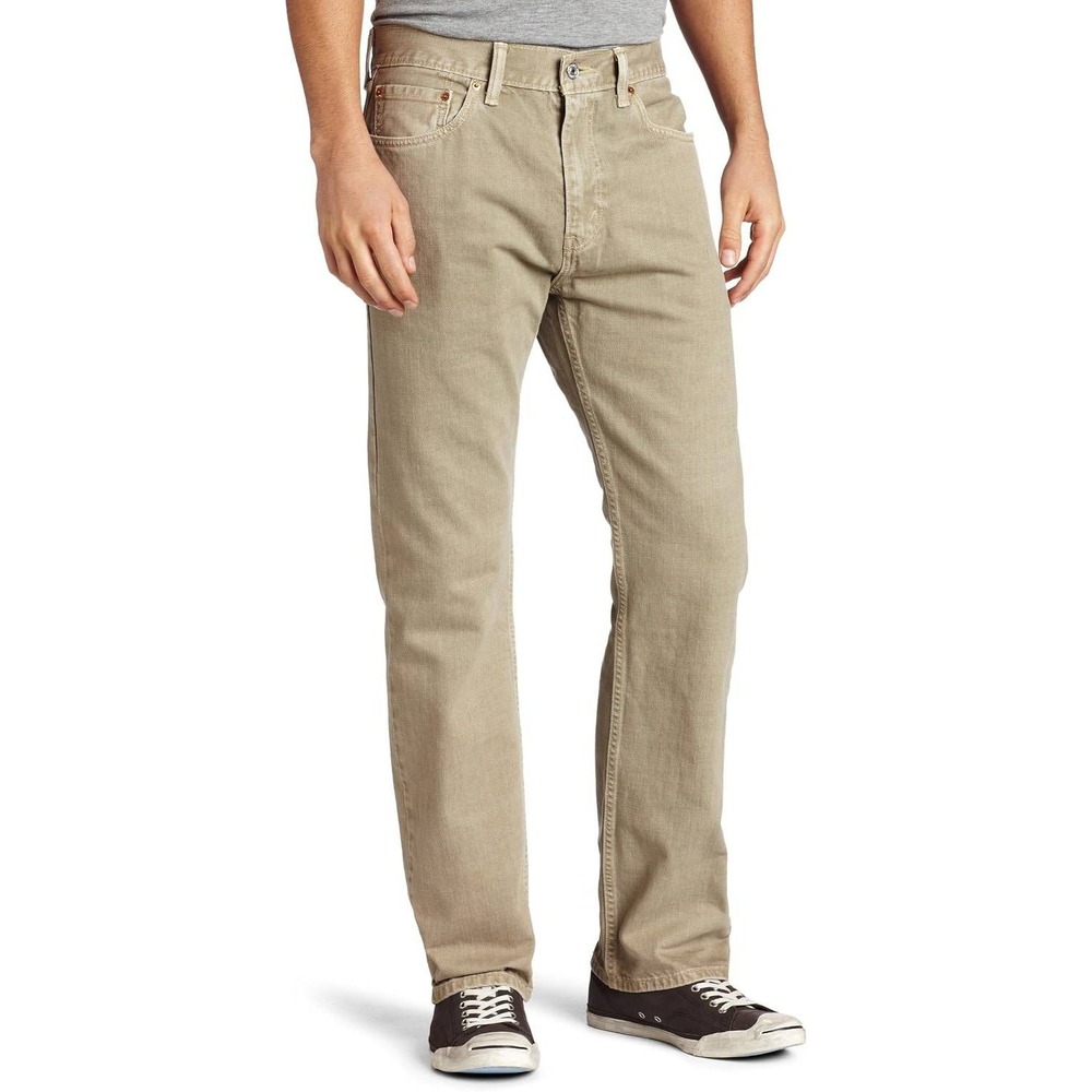 Levis 505 Men's 34x34 Regular Fit Khaki Tan Classic Straight Leg Jeans White Tab